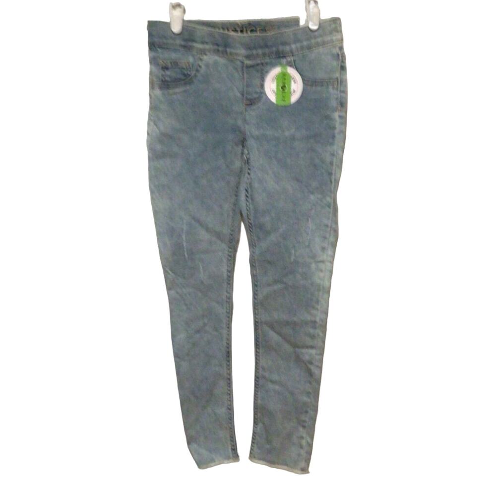 Justice Girl’s Light Blue Distressed Legging Jeans Size 10 Stretchy Denim